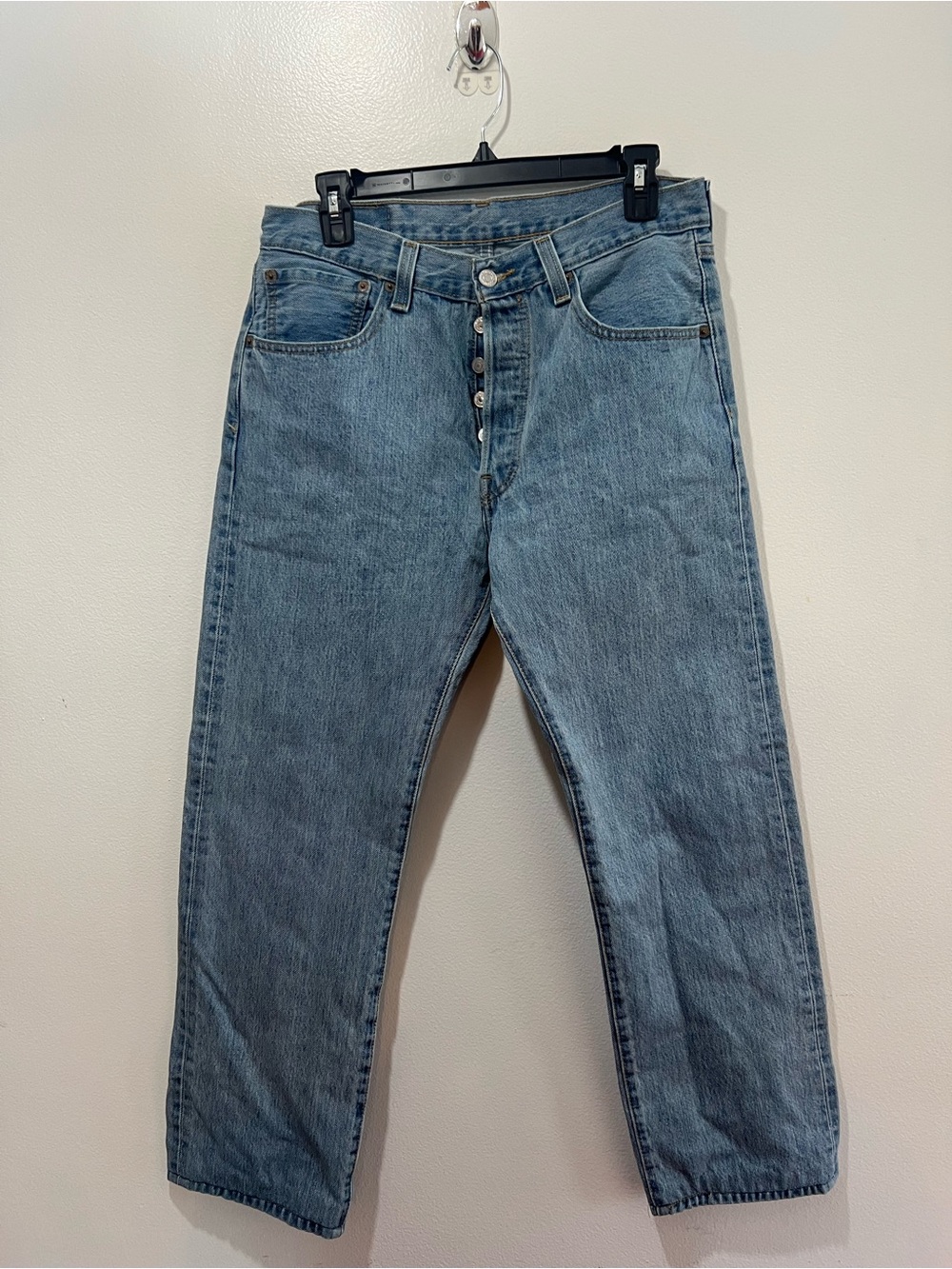 Levi's Light Blue Straight Leg Men's Jeans with Button Fly